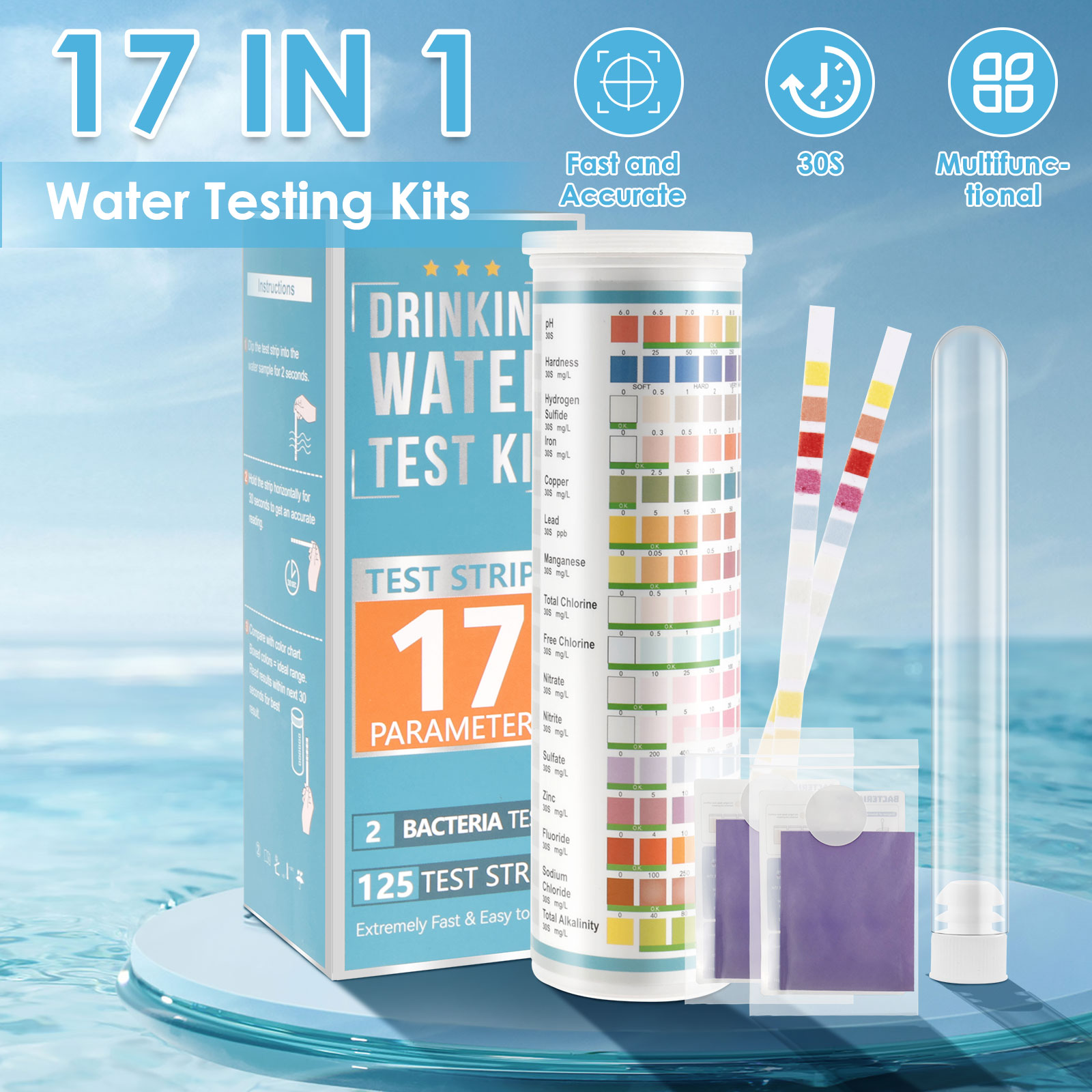 Marine Aquarium Water Test Kit - Bandelettes de Test d'aquarium 5-17 en