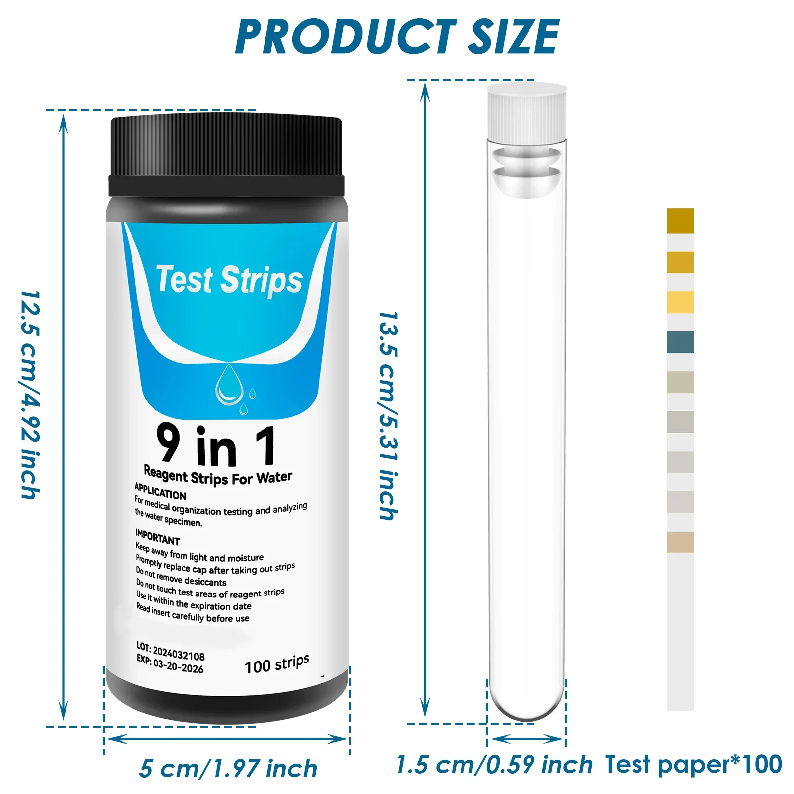 100 pièces 9-en-1 Test d'aquar - Marine Aquarium Water Test Kit avis et prix